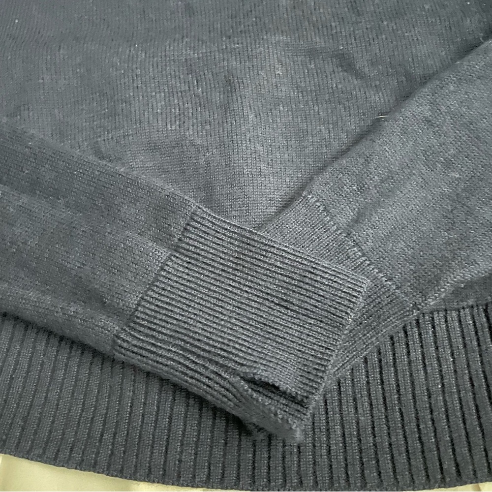 Veronica Beard Navy Top Merino wool Sweater with silk Cream Bow. - Picture 12 of 12